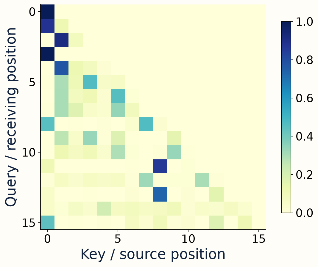 Inspect actual learned attention — actual CPU notebook output on synthetic teaching data